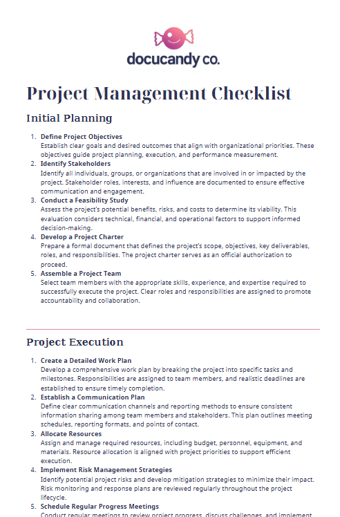 Project Management Checklist Template - Professional & Customizable