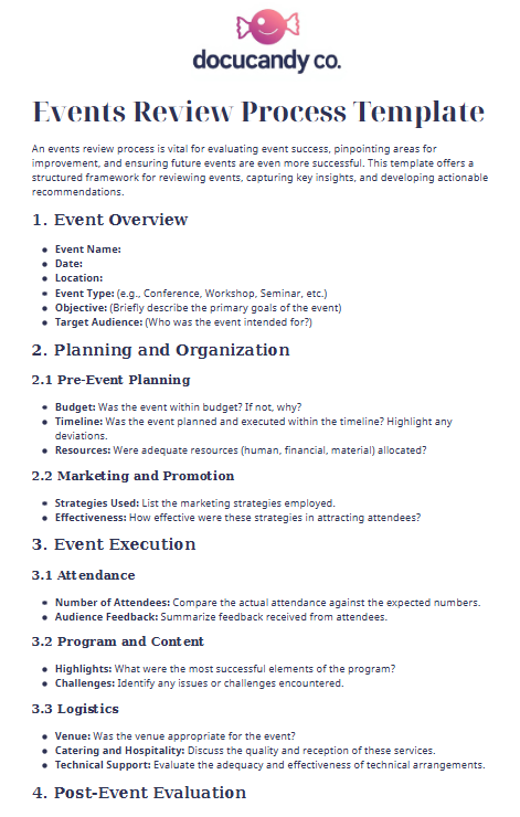Events Review Process Template - Professional & Customizable