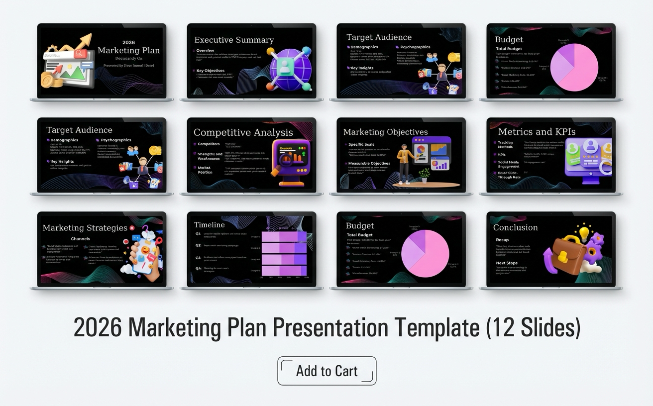 2026 Marketing Plan Presentation Template (12 Slides)