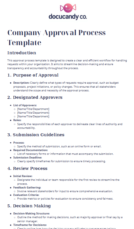 Company Approval Process Template - Professional & Customizable