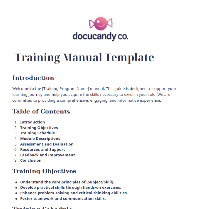 Training Manual Template - Professional & Customizable