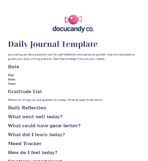 Daily Journal Template - Professional & Customizable