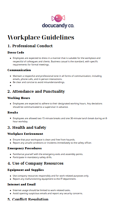 Workplace Guidelines Template - Professional & Customizable