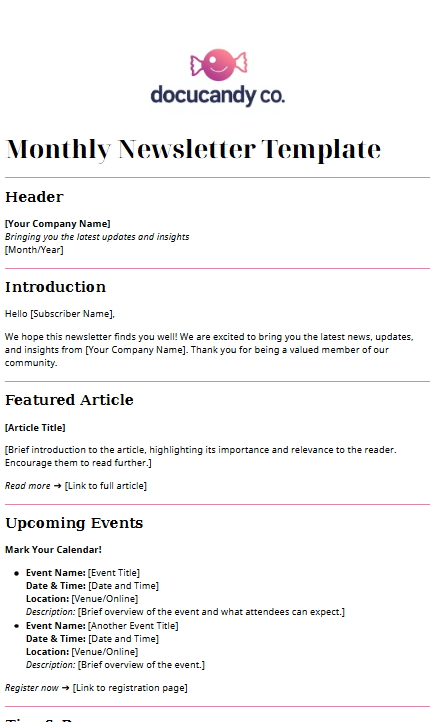 Monthly Newsletter Template - Professional & Customizable