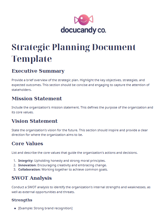 Strategic Planning Document Template - Professional & Customizable