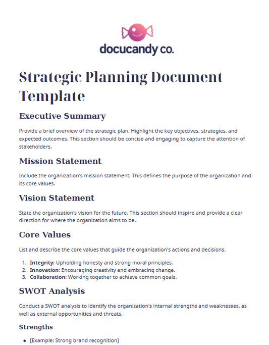 Strategic Planning Document Template - Professional & Customizable